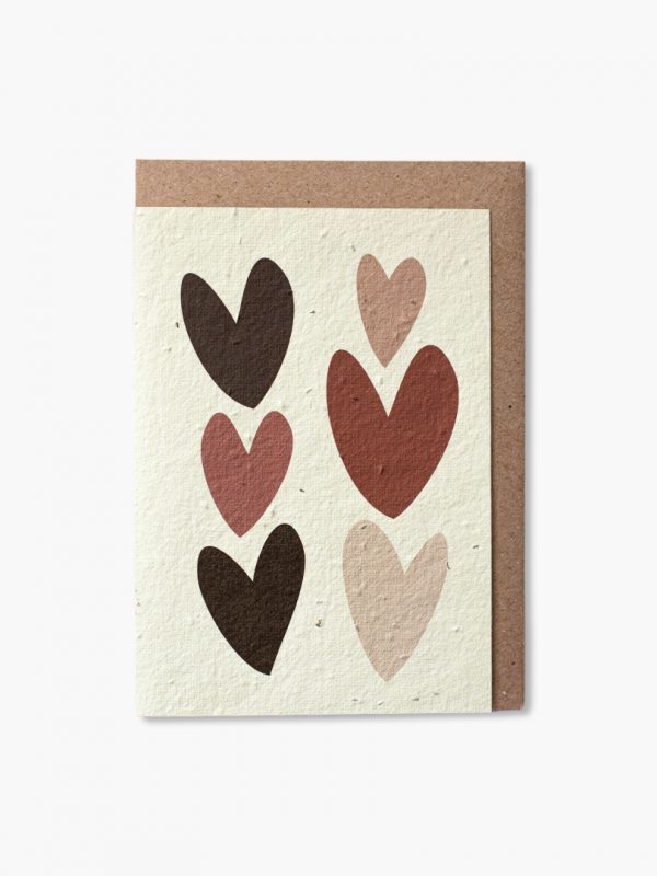 Lovehearts - pink plantable card