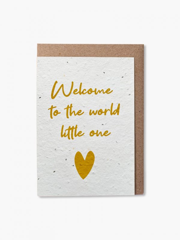 Welcome to the world little one – yellow plantable card