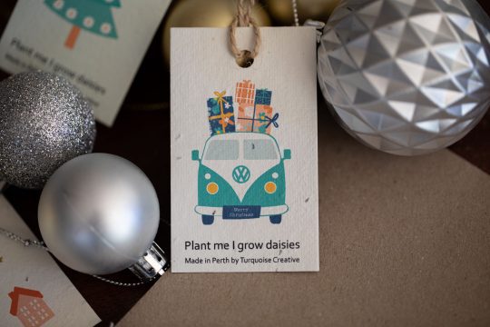 Merry Christmas plantable Kombi van card