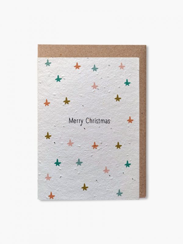 Merry Christmas stars plantable card