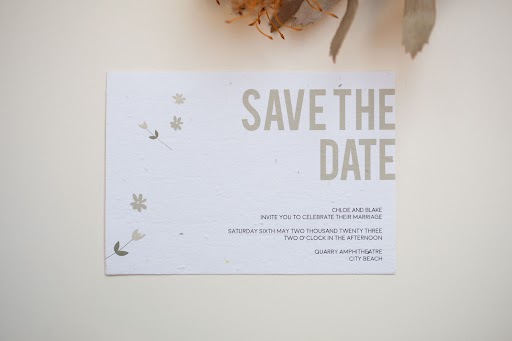 Wedding - save the date plantable white card